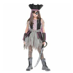GIRLS PIRATE COSTUME WENCH CREW SHIP DRESS UP HALLOWEEN KIDS CHILD LARGE